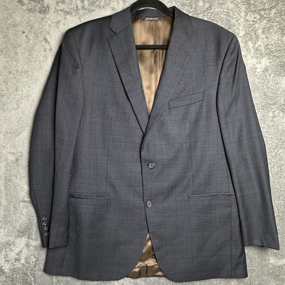 Jack Victor Riviera Napoli CT Blazer Jacket Men's 44R Gray Check Super 110s Wool